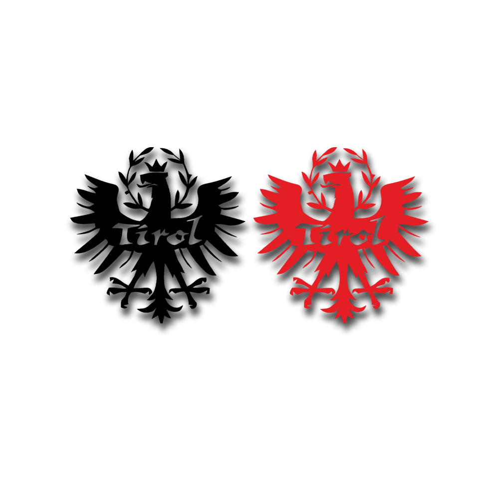 Aufkleber Set Rot Schwarz Tirol Adler Ostalpen Italien 2x 15x15cm #A6278