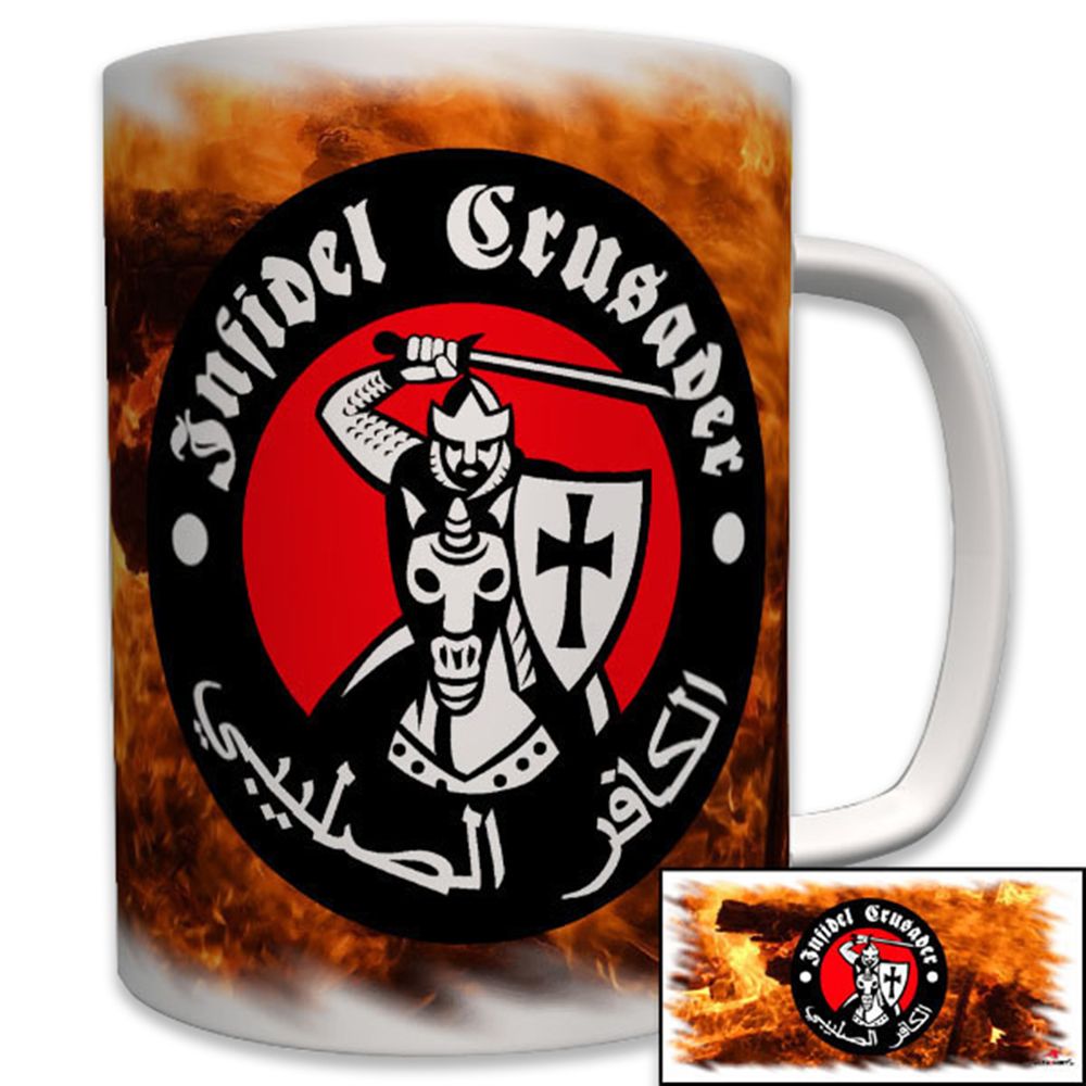 Infidel Crusader Mittelalter Ritter flames Flammen - Tasse Becher #6844
