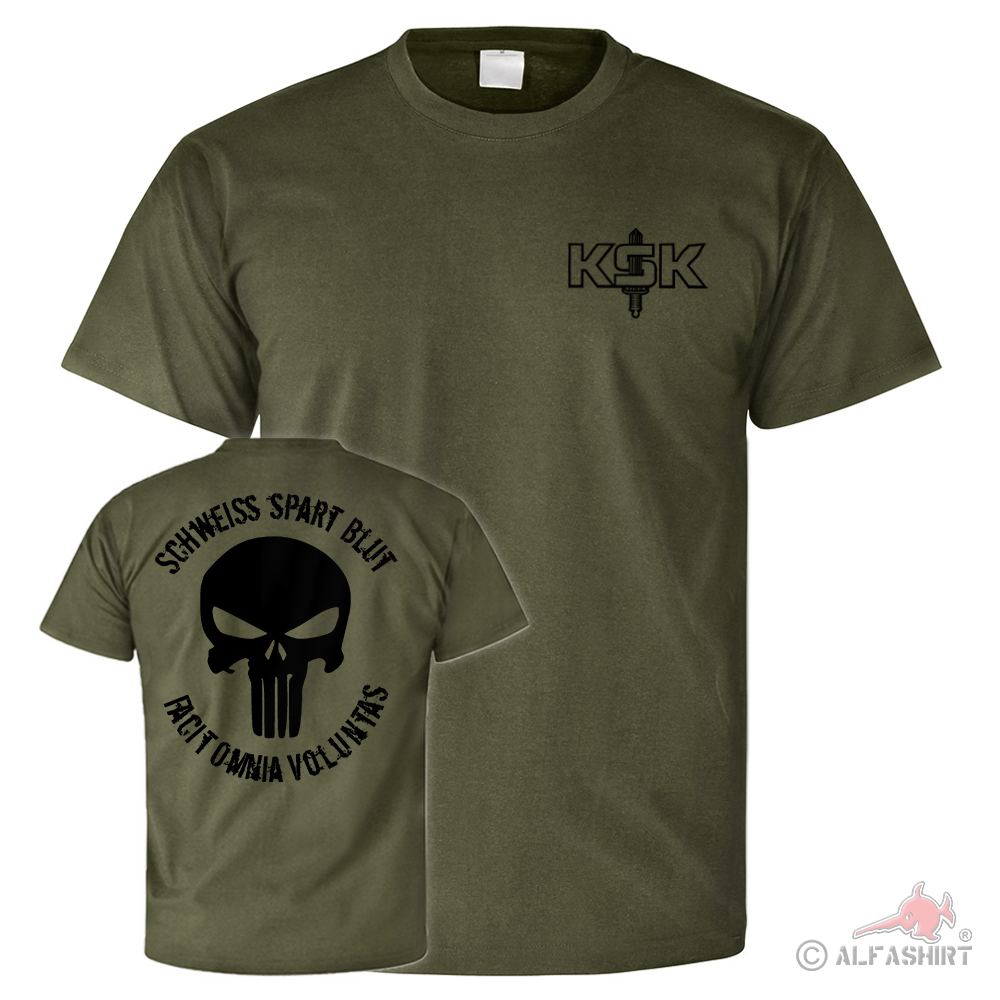 KSK Schweiß spart Blut Facit Omnia Voluntas Einheit - T Shirt #25756