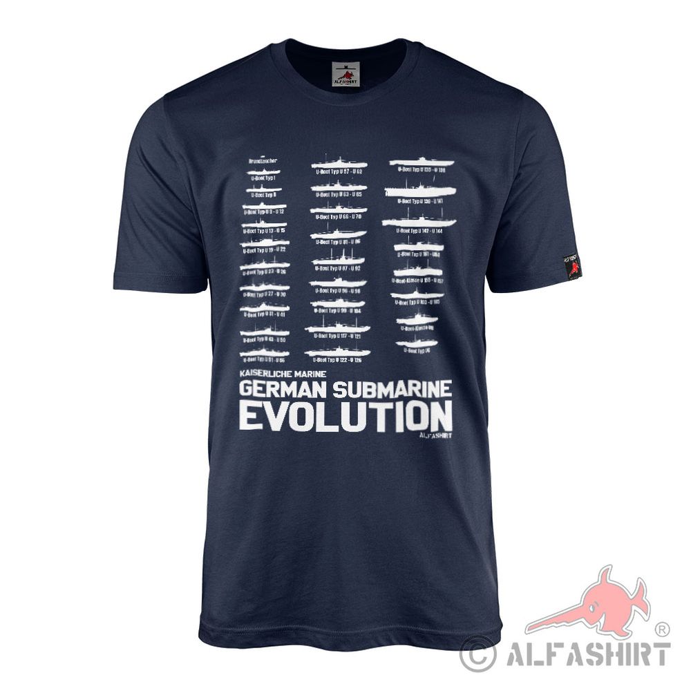 T-Shirt German Submarine Evolution Kaiserliche Marine U-Boot Unterseeboot #42050