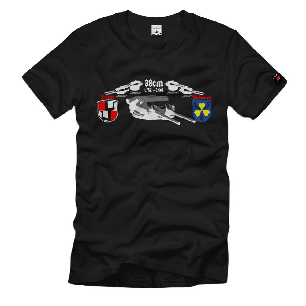 Bismarck Tirpitz 38cm Türme Schlachtschiff WK Marine Wappen T Shirt #2522 