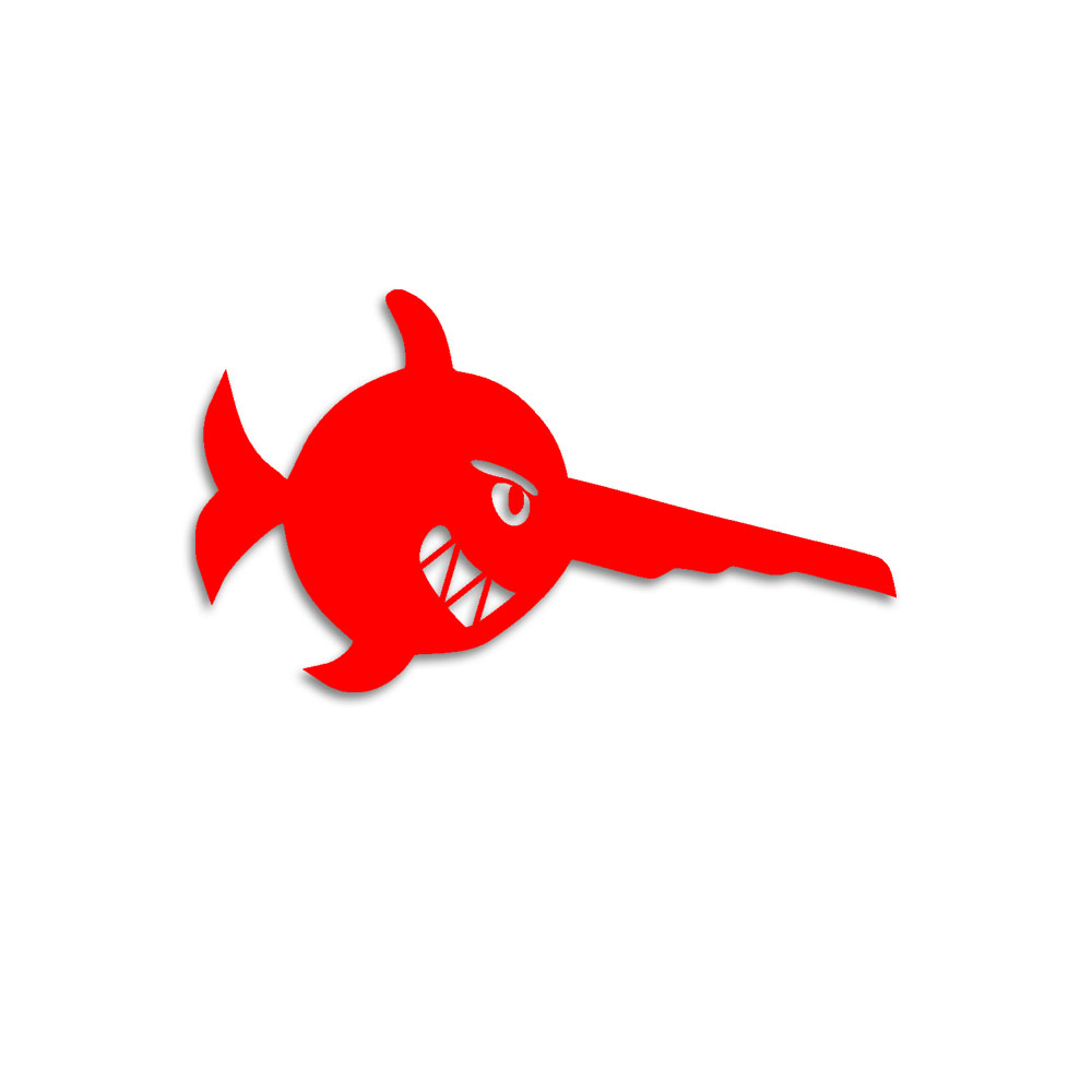 roter Schwertfisch U-boot Taucher Surfer Fisch Sticker 10x6cm #A5987