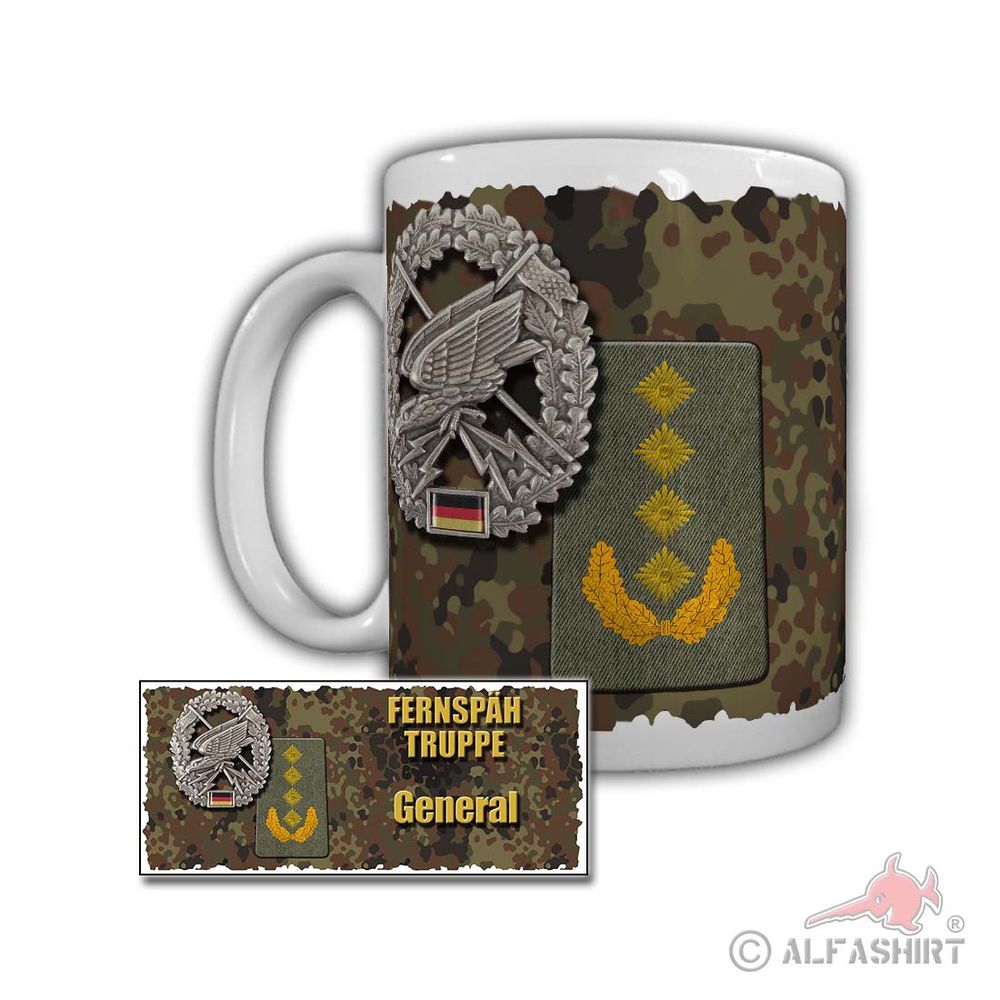 Tasse Fernspähtruppe General Schulterabzeichen Rangabzeichen Bundeswehr #29560