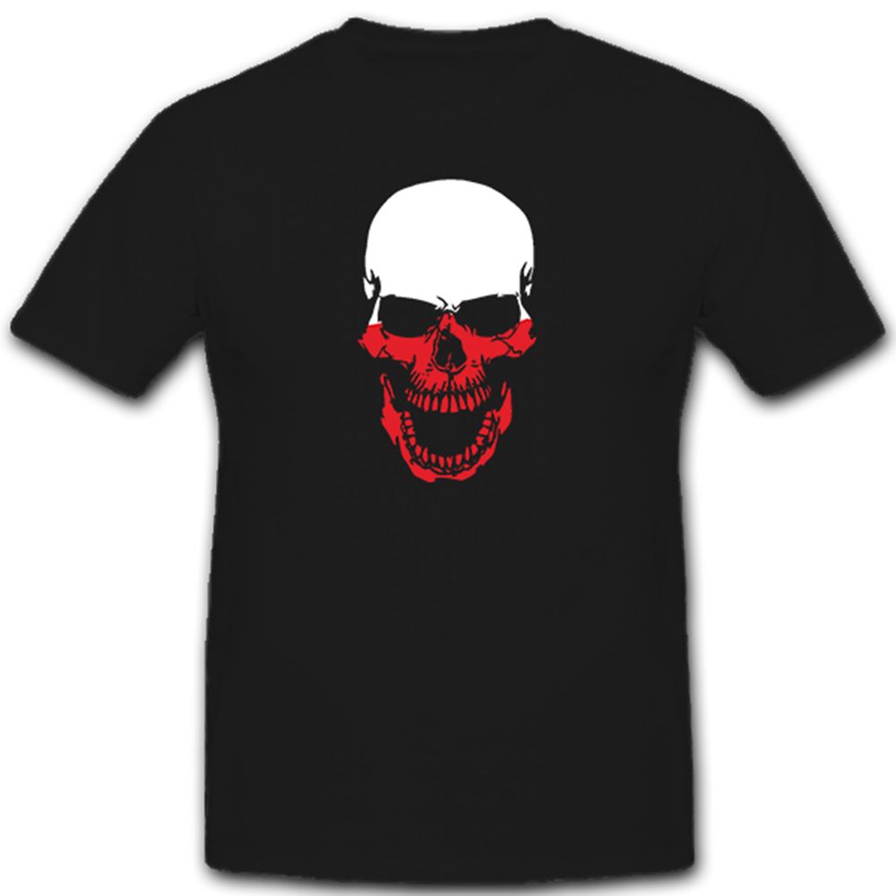 Polen Poland Polska Skull Totenkopf Fahne Flagge flag - T Shirt #5454