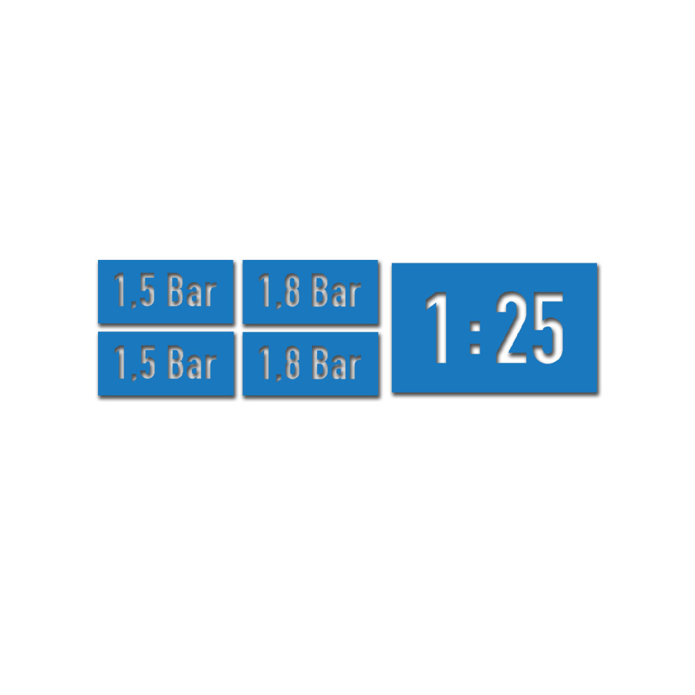 Lackierschablonen Aufkleber Set Fahrzeug 1,5 1,8 Bar 1 zu 25 Motorrad Krad#A6260
