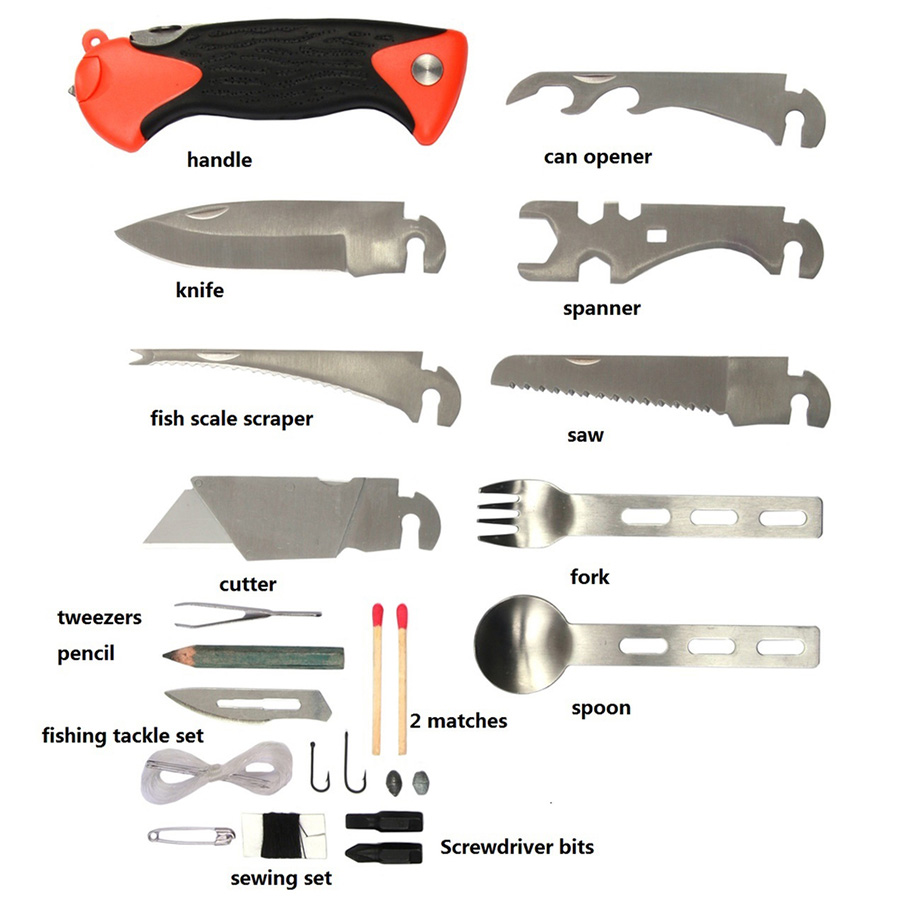Outdoor Survival Set 27 Teilig BW Bundeswehr Messer Werkzeug Multitool #15804