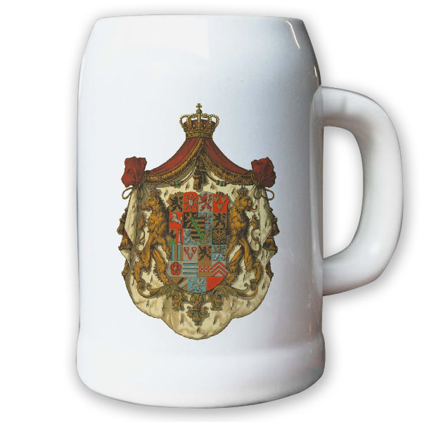 Krug / Bierkrug 0,5l - Herzogtum Sachsen-Coburg und Gotha Wappen Abzeichen #9444