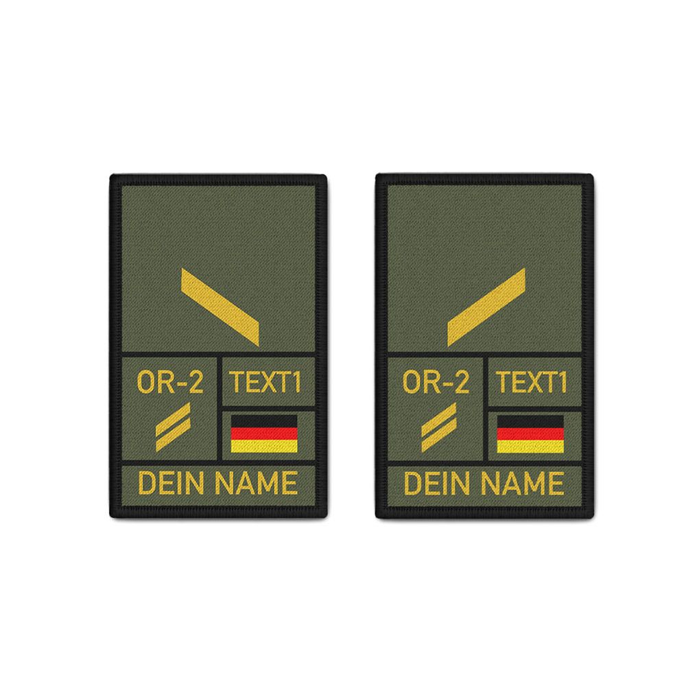 Rank Patch 9,8x6cm 2er Set personalisierbar Gefreiter Gefr Marine Dienstgrad Oliv Ärmelabzeichen #48010