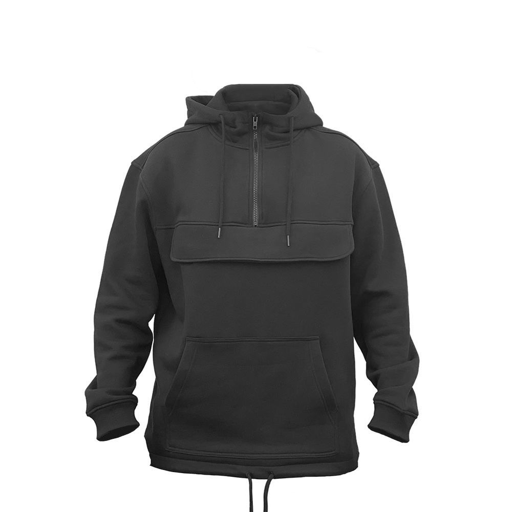 Tactical Outdoor Hoodie Sweatshirt schwarz mit Kapuze Brusttasche Kragen #44291