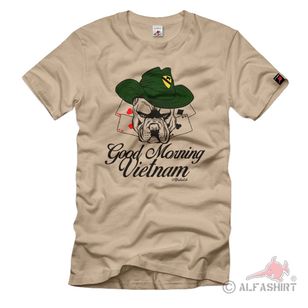 Good Morning Vietnam Bulldogge Herz Ass  Poker Militär T-Shirt#37646