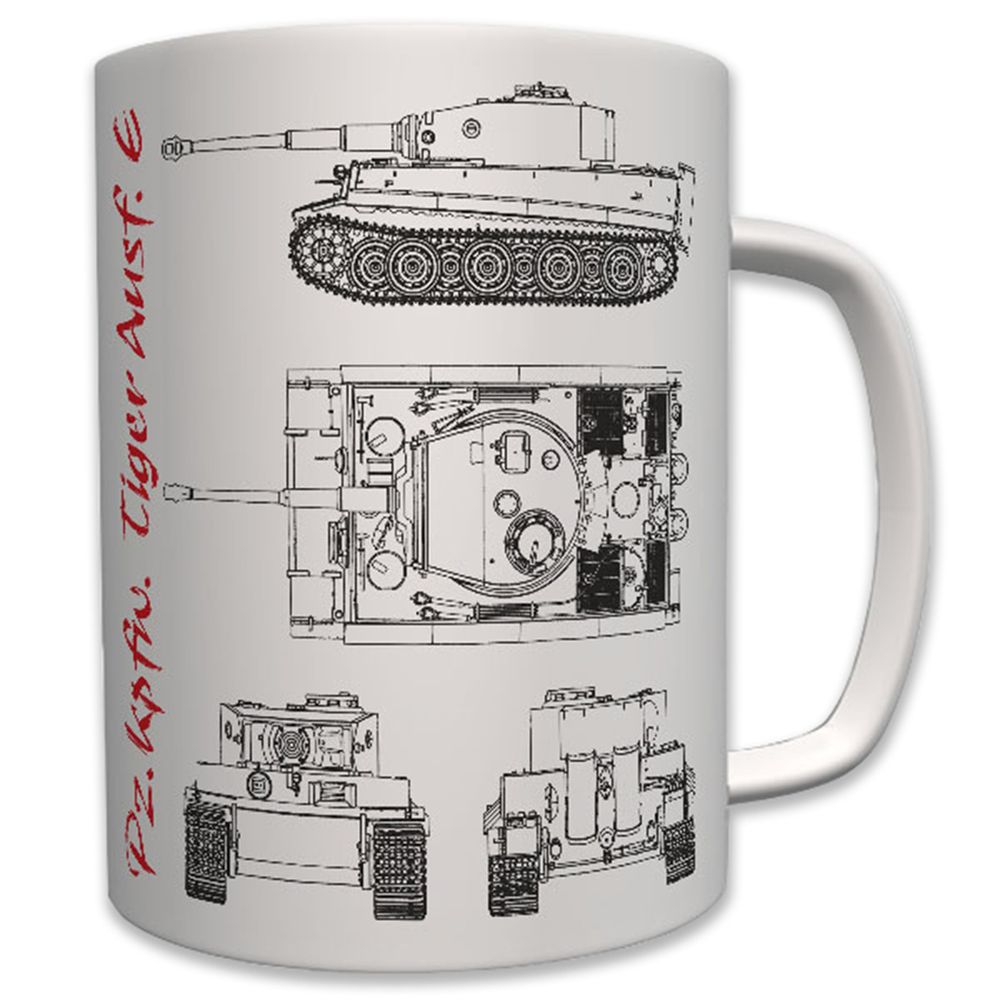 Pz Kpfw Tiger Ausf E Panzer Zeichnung Bauplan Kampfwagen - Tasse #7388 