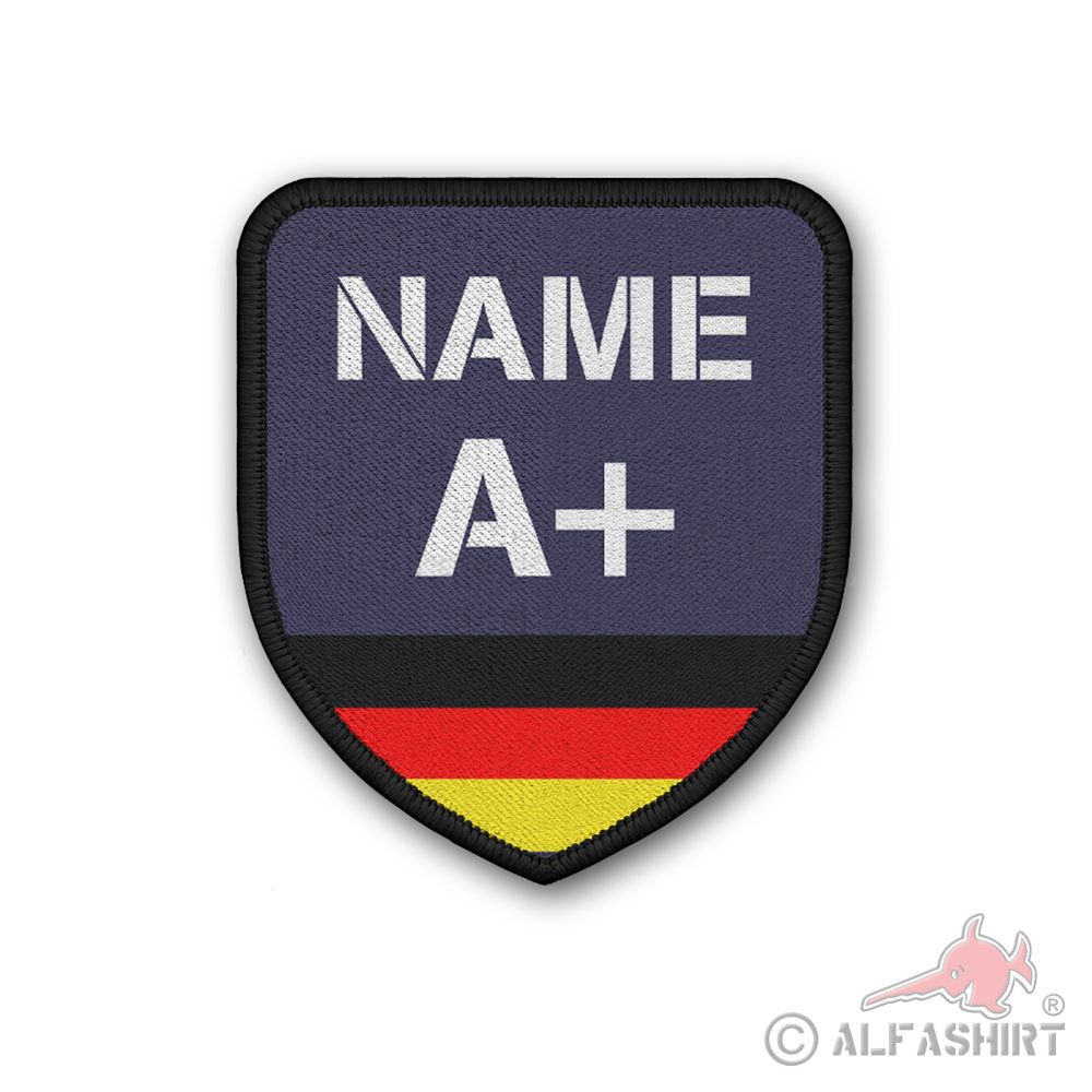 Patch 7.5x6.5cm customizable with your name and blood group BltGrp #44411