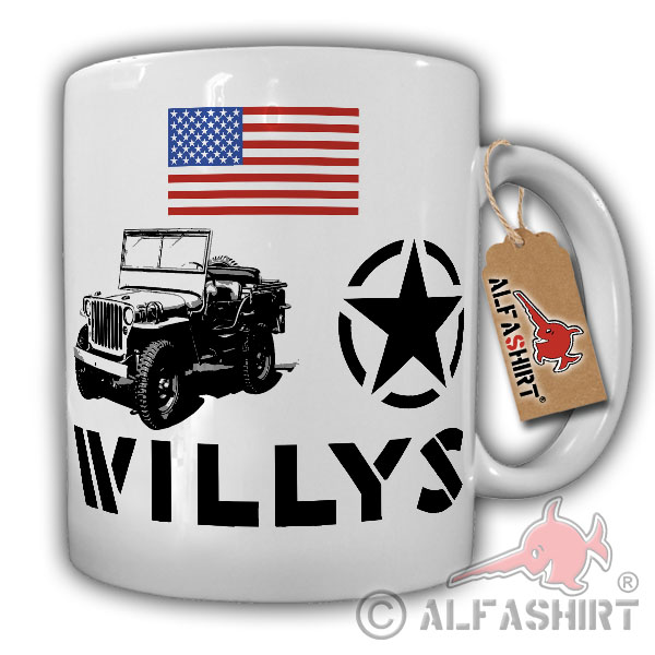 Tasse US Army Willys MB Overland 1942 Hotchkiss Stern Fahne #17777