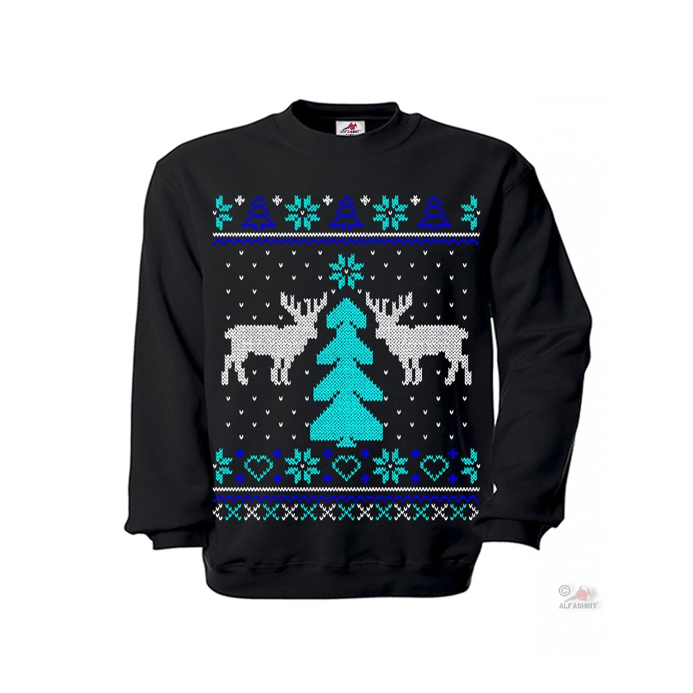 Pullover Tannenbaum Rehntiere Schnee Winter Schneeflocken Pulli Strick #35822