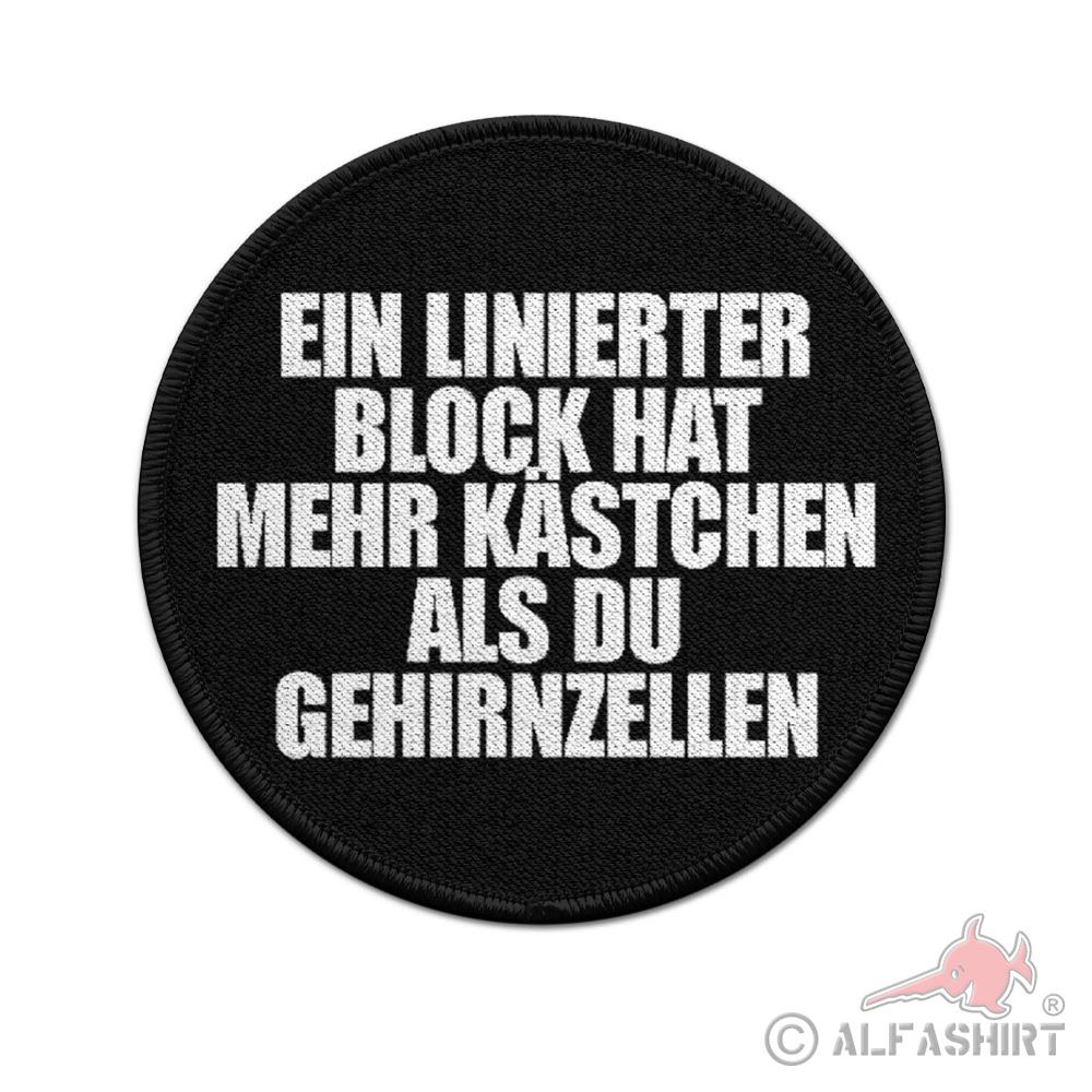 ISSO 9cm Patch Ein Linierter Block mehr Gehirnzellen Fun Humor Lustig. #43945