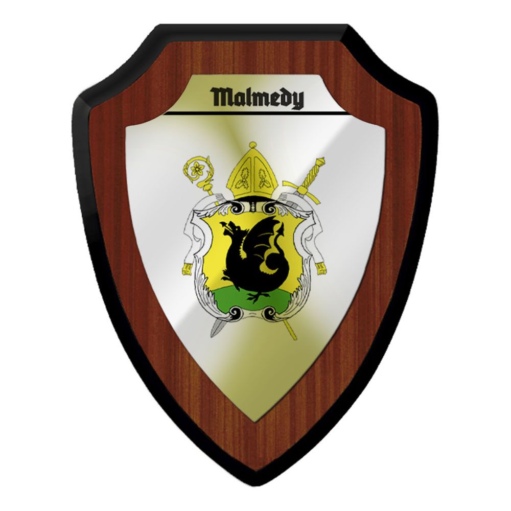 Wappenschild Malmedy Logo Drachen Bischofsmütze #41273