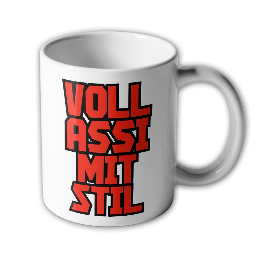 Tasse Voll Assi mit Stil asozial Kaffee Becher Humor Fun Funny Hartz 4 #20471