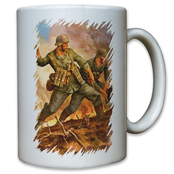 Kämpfer Soldaten Soldat WK 2 WW II Gemälde - Tasse Kaffee Becher #11603