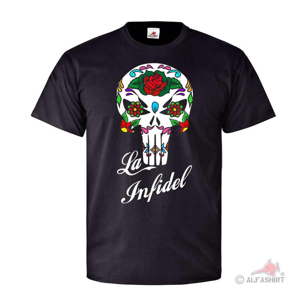 La Infidel Skull Catrina Tactical Totenschädel US Army Retro T-Shirt #26870