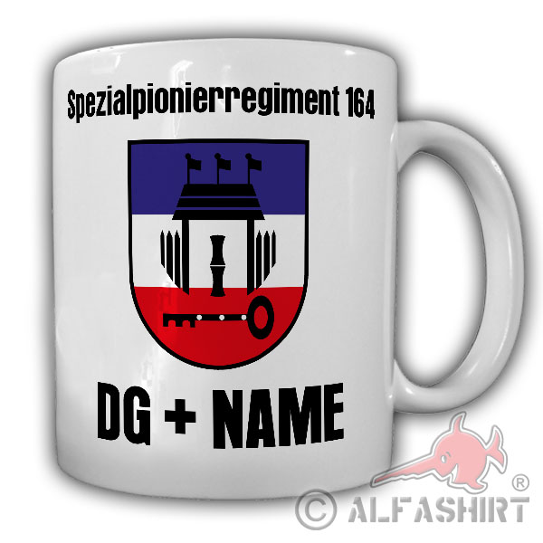 Tasse SpezPiRgt 164 mit NAME Spezialpionierregiment Wappen Abzeichen #24702