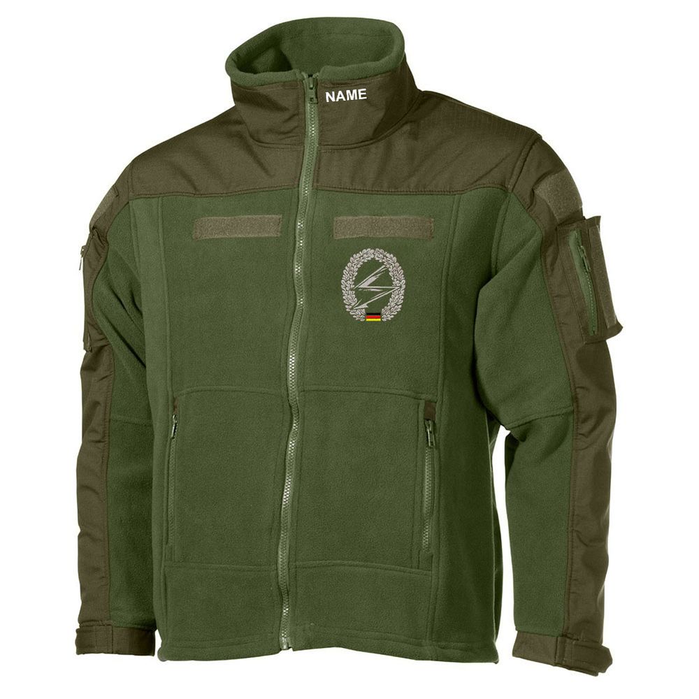 Combat Fleecejacke GESTICKT Fernmelder Funk Eloka Barett-Abzeichen #30497