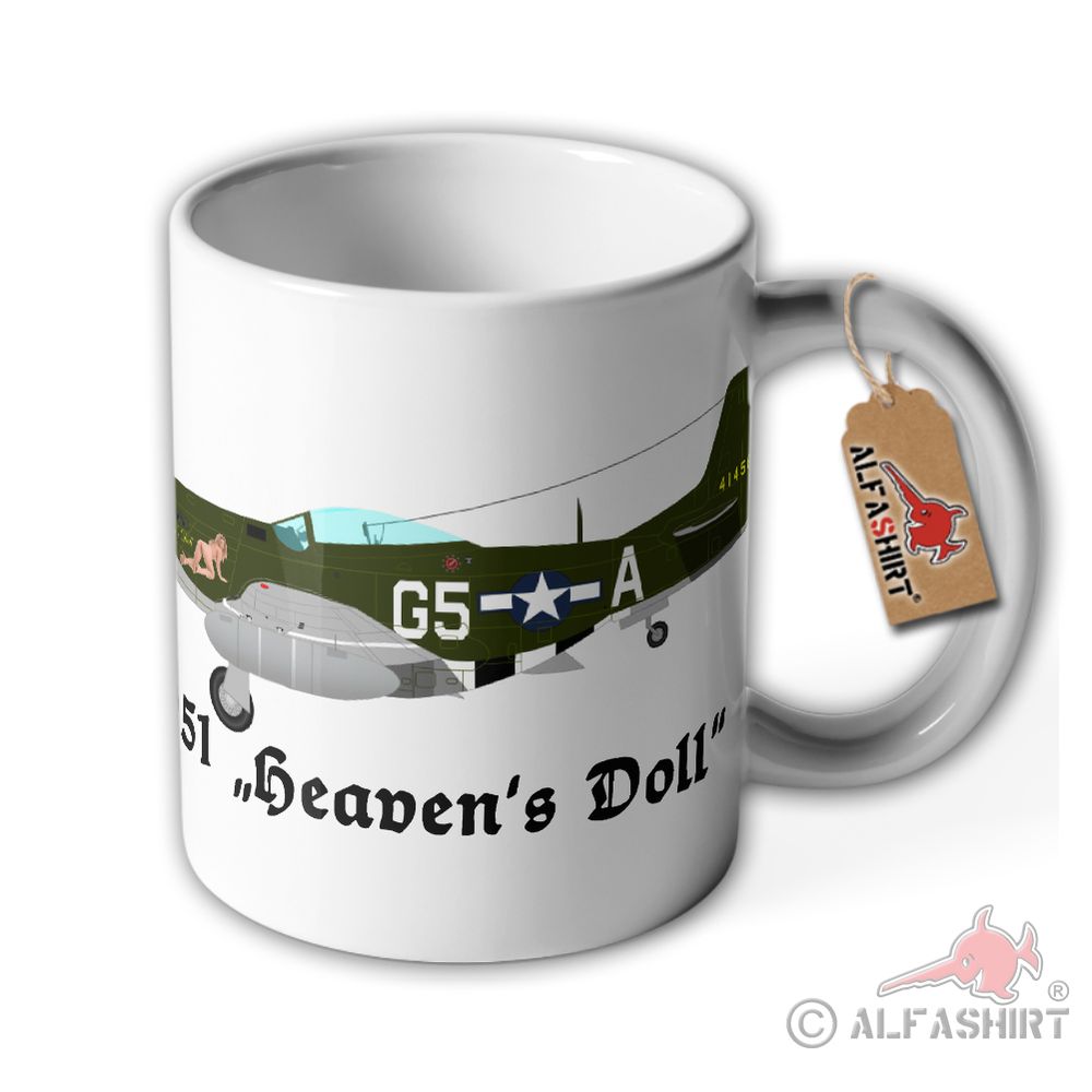Mug P51 Heavens Doll fighter plane USAAF Royal Air Force 20FG #30717
