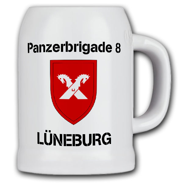 Bierkrug PzBrig 8 Lüneburg Panzerbrigade Bundeswehr Wappen #24822