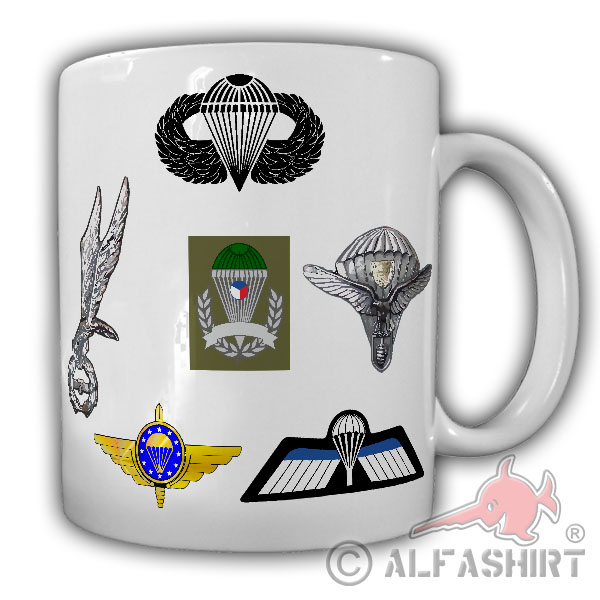 Cup parachutist badge parachute jump airplane paraglider # 26606
