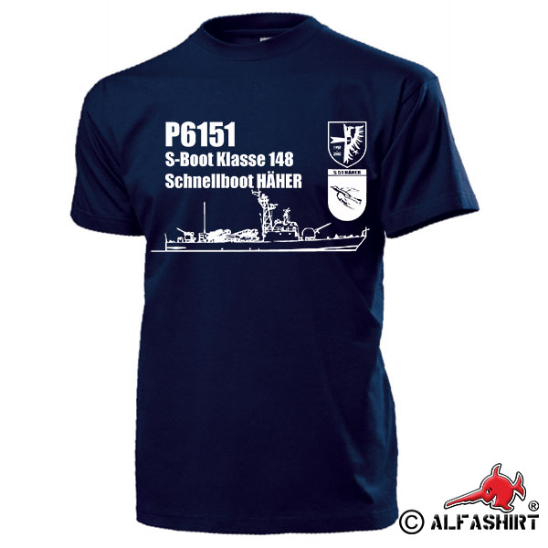 P6151 Häher S-Boot Klasse 148 Schnellboot Bundesmarine Marine T-Shirt #17505
