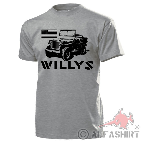 Willys USA MB Overland 1945 America Flag Oldtimer Fan Cult T Shirt # 17779