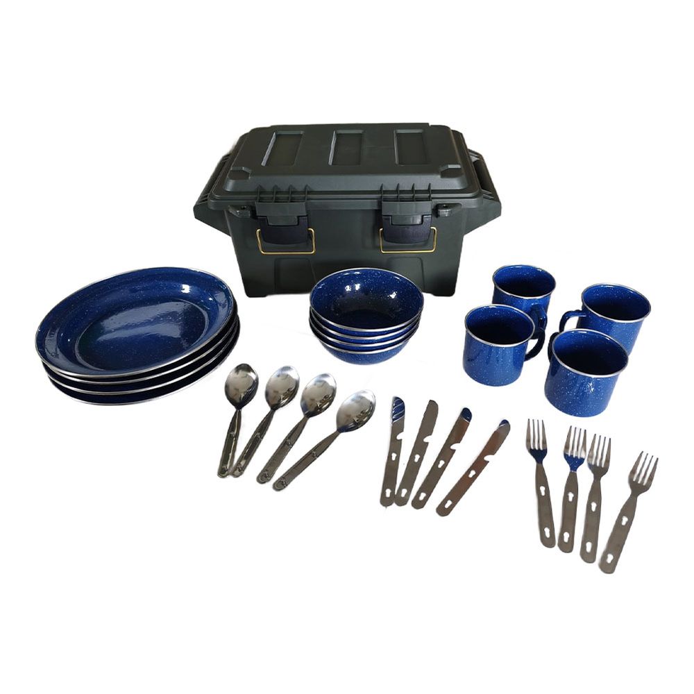 Camping Set modular Emaille Besteck Edelstahl Geschirr Camping Vanlife #47594
