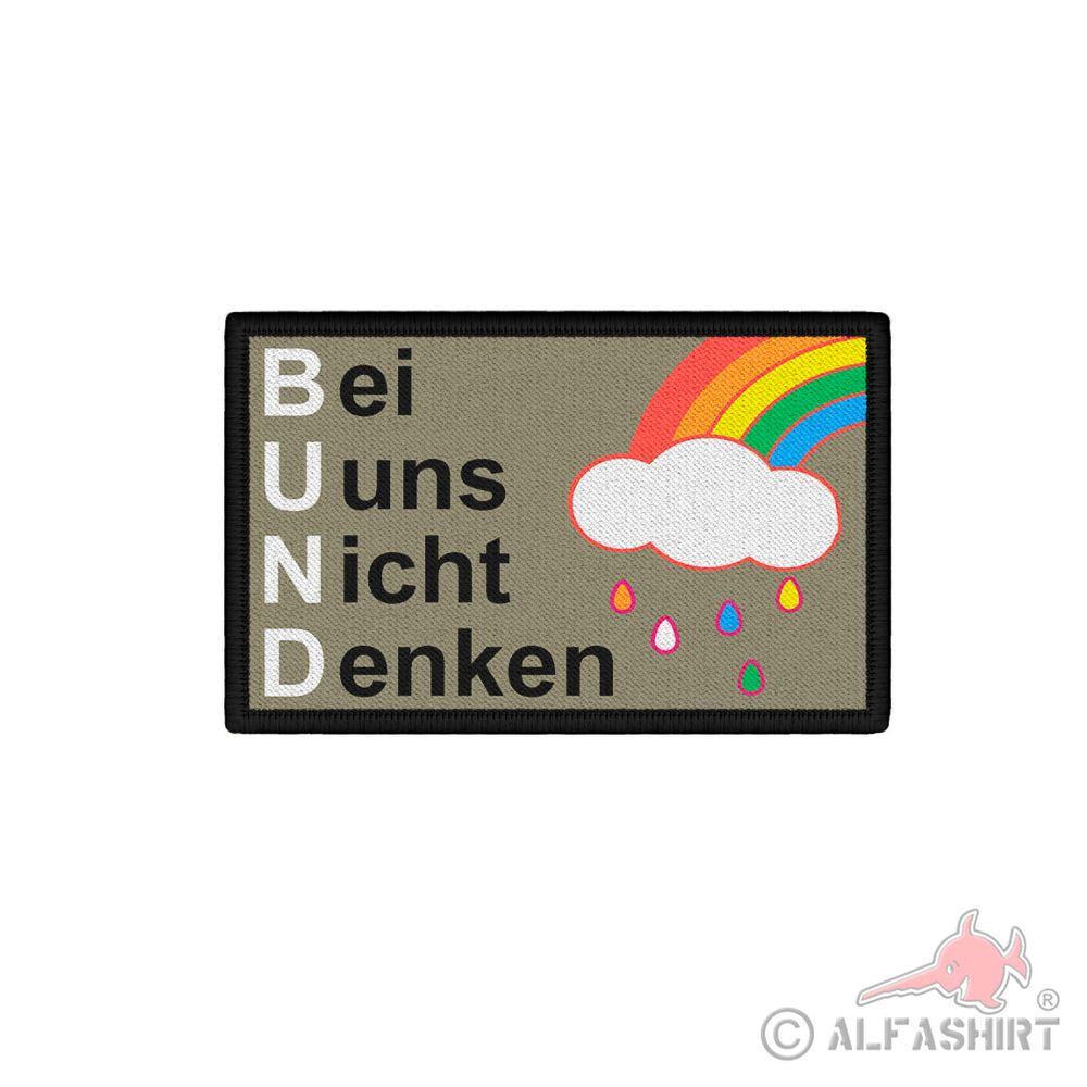 Patch 7,5x4,5 cm BUND - bei uns nicht denken Regenbogen BW #41430