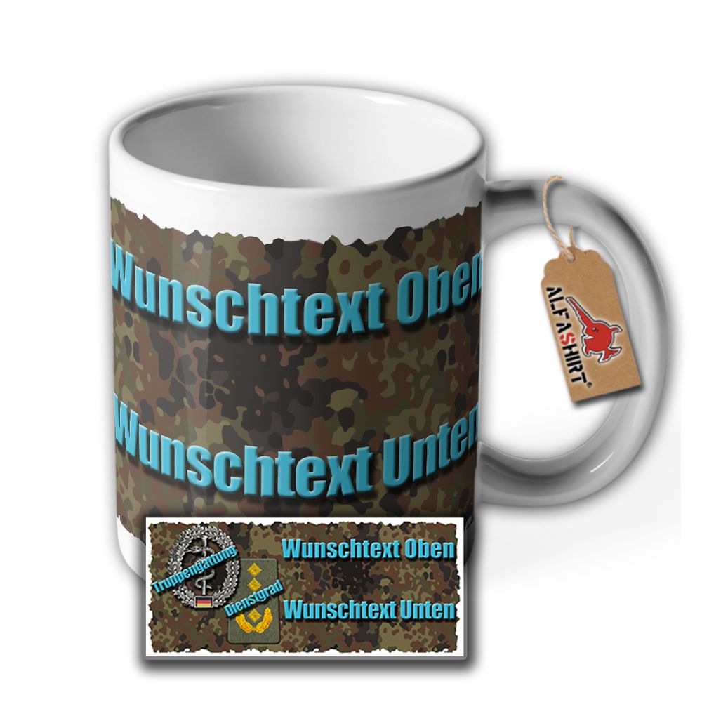 Personalisierbare Tasse mit Truppengattung und Dienstgrad #29029