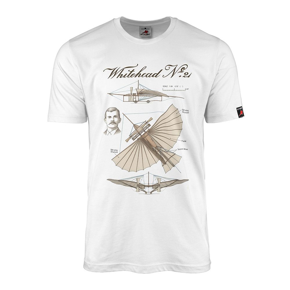 Whitehead 21 Gustav Weißkopf Airplane 1901 First Flight Motor T-Shirt#18478