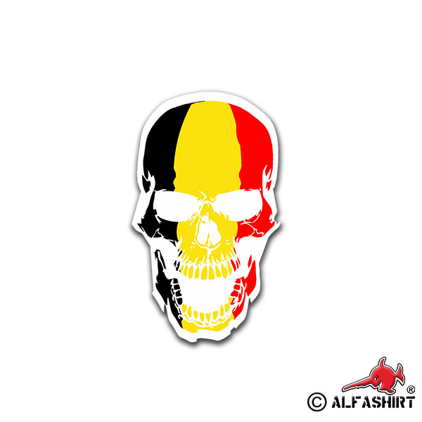 Aufkleber/Sticker Belgien Skull Schädel Brüssel Flagge Totenkopf 7x4cm A1494