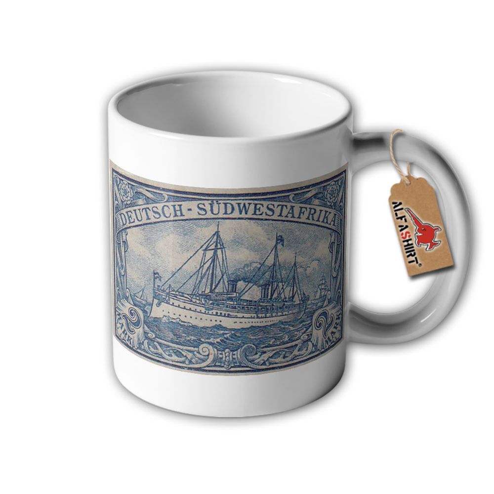 Tasse Briefmarken Deutsche Kolonien Südwestafrika DSWA Schiff 2 Mark #32646