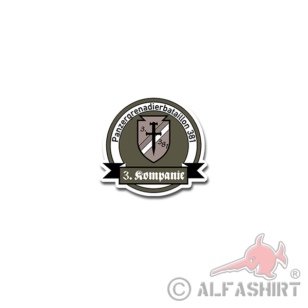 3 Company PzGrenBtl 381 Sticker Sticker Panzergrenadierbataillon 7x7cm # A4195