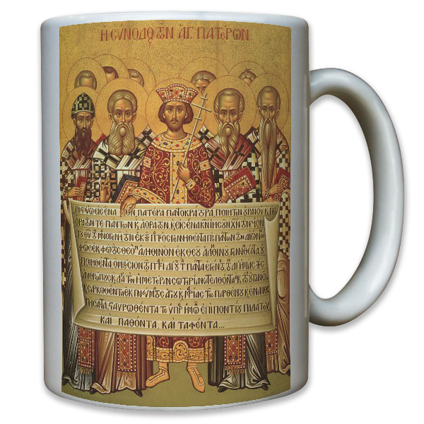 Ikone erstes Konzil von Nicäa unter Kaiser Konstantin Bibel - Kaffee #11860
