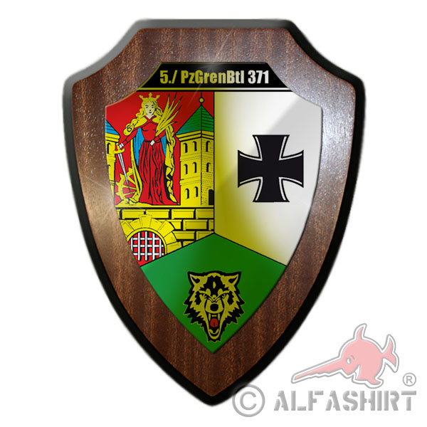 Heraldic shield 5 PzGrenBtl 371 training company Panzergrenadier battalion # 38241