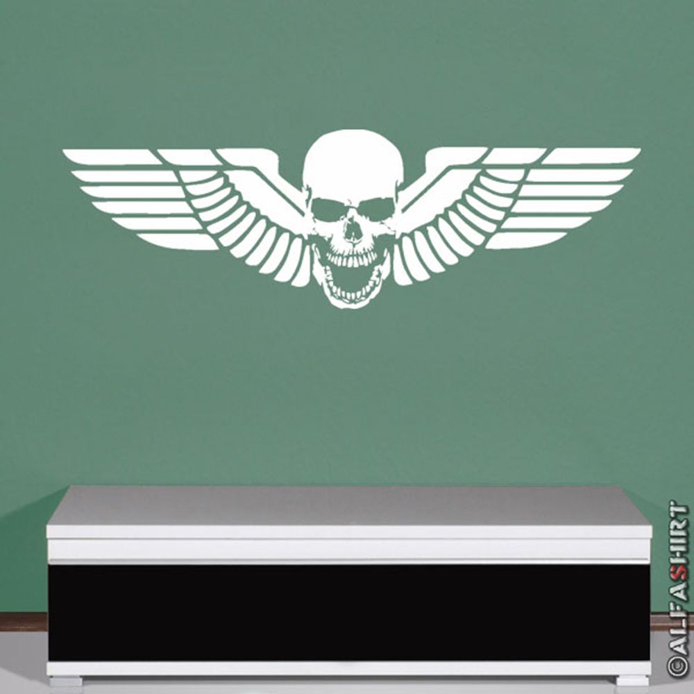 Militär Airborne Skull Schädel Flügel -Wandtattoo (, 100cmx31cm) #5886
