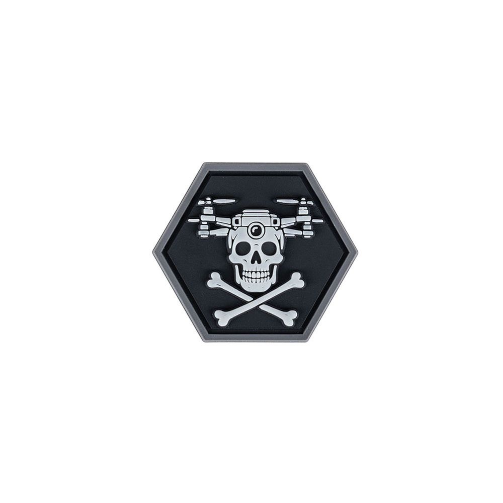 Patch 3D PVC 3,9x3,4cm hexagon drone Skull Bones Pilot #47984