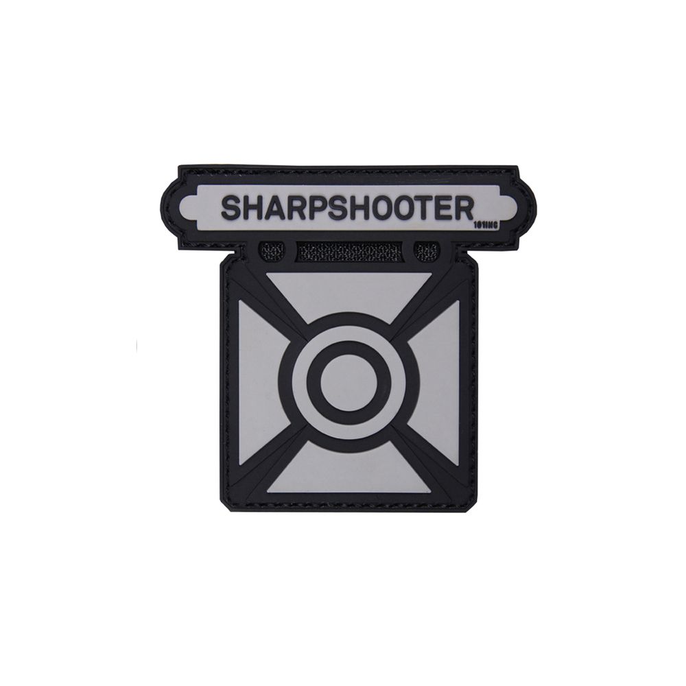 3D Rubber SHARPSCHOOTER Patch Gray Sniper Sniper Badge 7x8cm # 29174