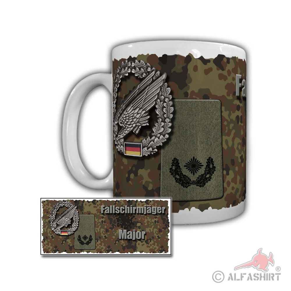 Tasse Fallschirmjäger Major LLPzAbwKp 260 Schulterklappe Bundeswehr #29482
