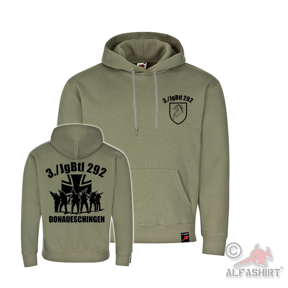 Hoodie 3 JgBtl 292 Donaueschingen Jäger-Bataillon Kompanie Wappen Einheit #40938
