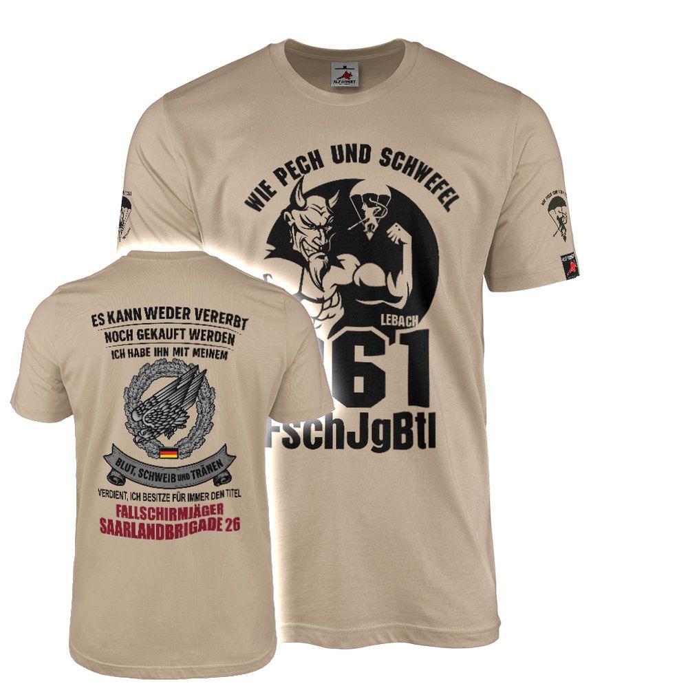 T Shirt Wie Pech und Schwefel 261 FschJgBtl Saarlandbrigade Bundeswehr #46419