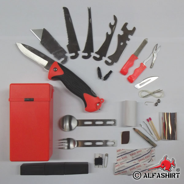 Outdoor Survival Set 27 Teilig BW Bundeswehr Knife Tool Multitool # 15804