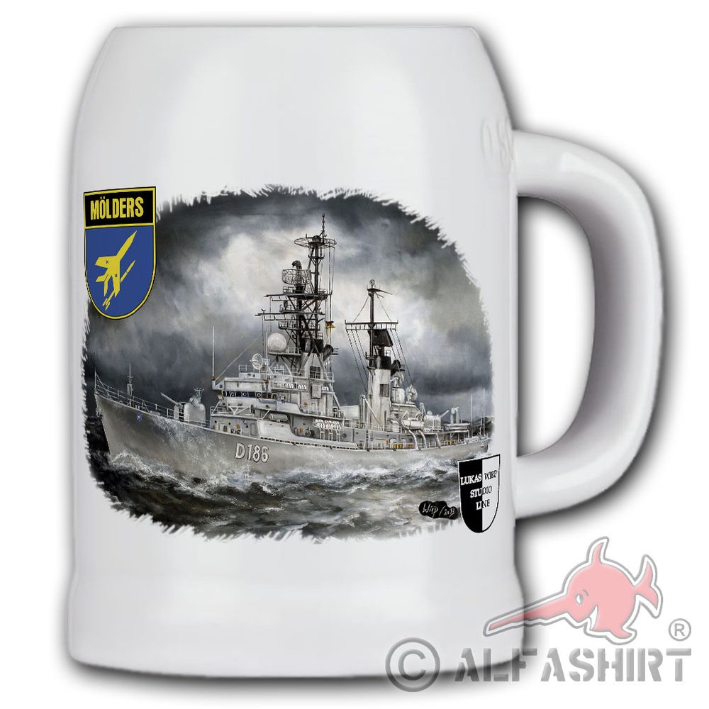 Beer mug Lukas Wirp Destroyer Mölders D186 Kriegs-Schiff Bundesmarine # 38344
