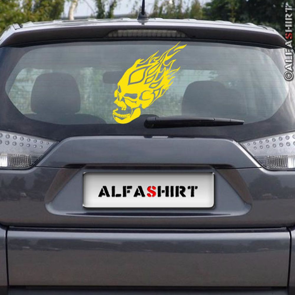 Aufkleber/Sticker Flammenschädel Skull Totenkopf Tuning Biker 30x18cm #A494