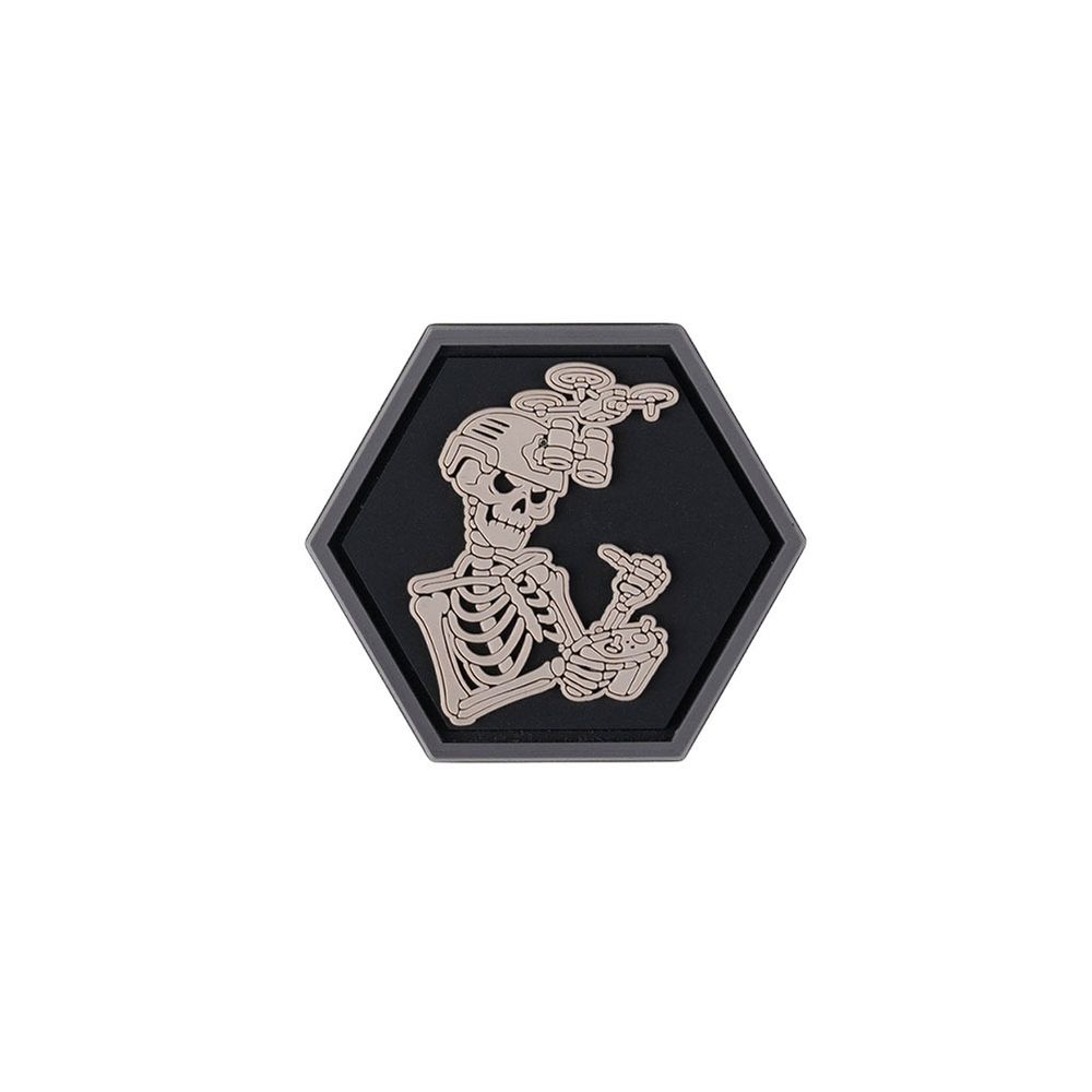 Patch 3D PVC 3,9x3,4cm hexagon drone Skull operator helmet Fck off #47985