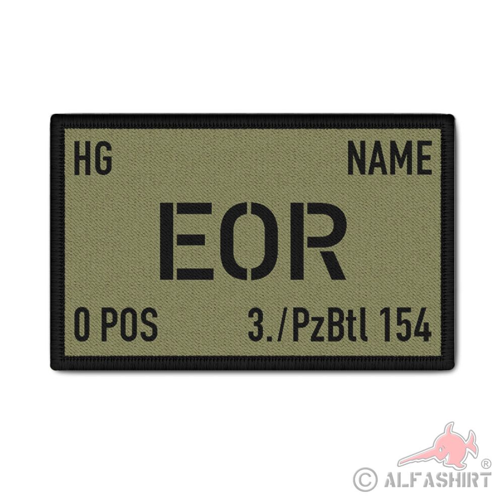 Patch 9,8x6cm EOR Dienstgrad personalisiert Blutgruppe Name Einheit #40110